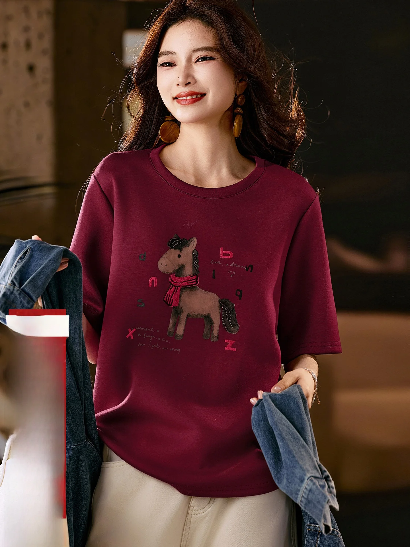 

Женская зимняя футболка Street Sle Casual с коротким рукавом, новинка, большие размеры, дышащая, комфортная, из смесового полиэстера и хлопка