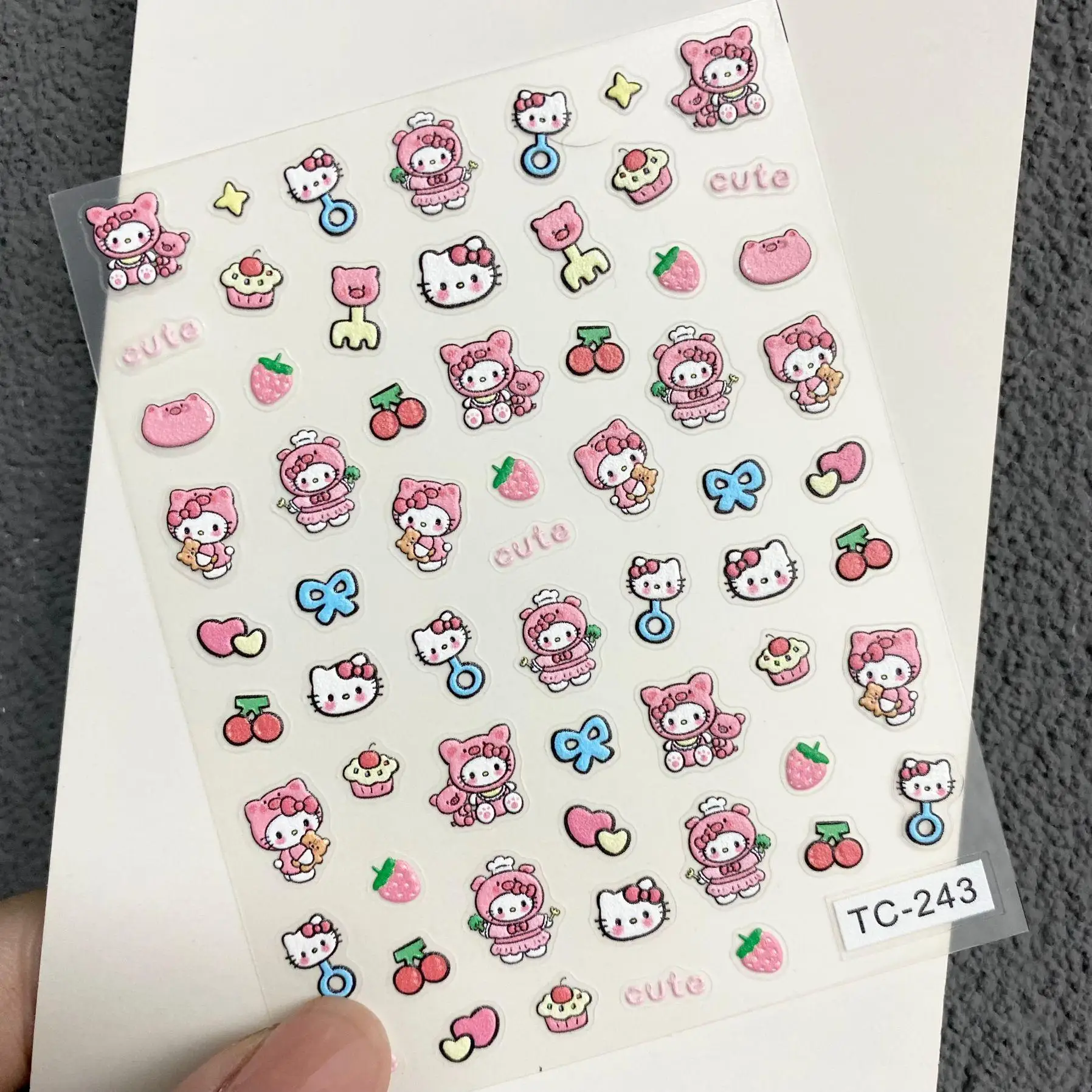 

Sanrio Ktkawaii Nail Art Sticker Relief Cute HelloKitty Hand Account Mobile Phone Case Nail Decoration Sticker