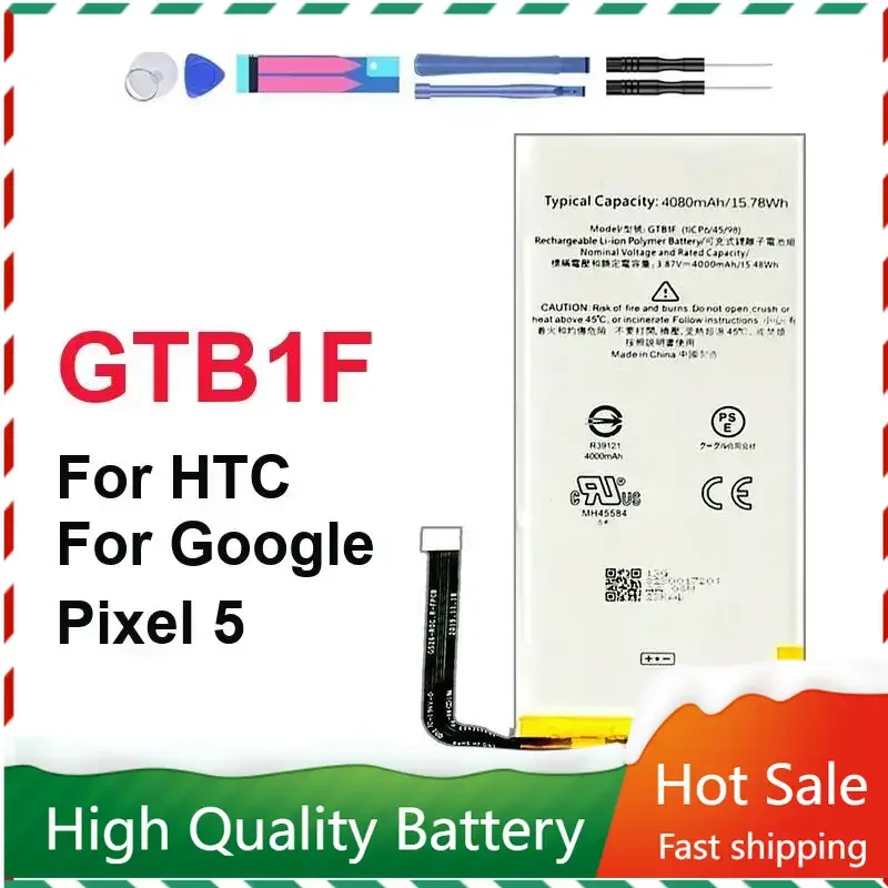 

GTB1F 4080mAh Pixel 5 Replacement Battery for HTC Google Pixel 5 Pixel5 GD1YQ GTT9Q SmartPhone Batteries in Stock Warranty