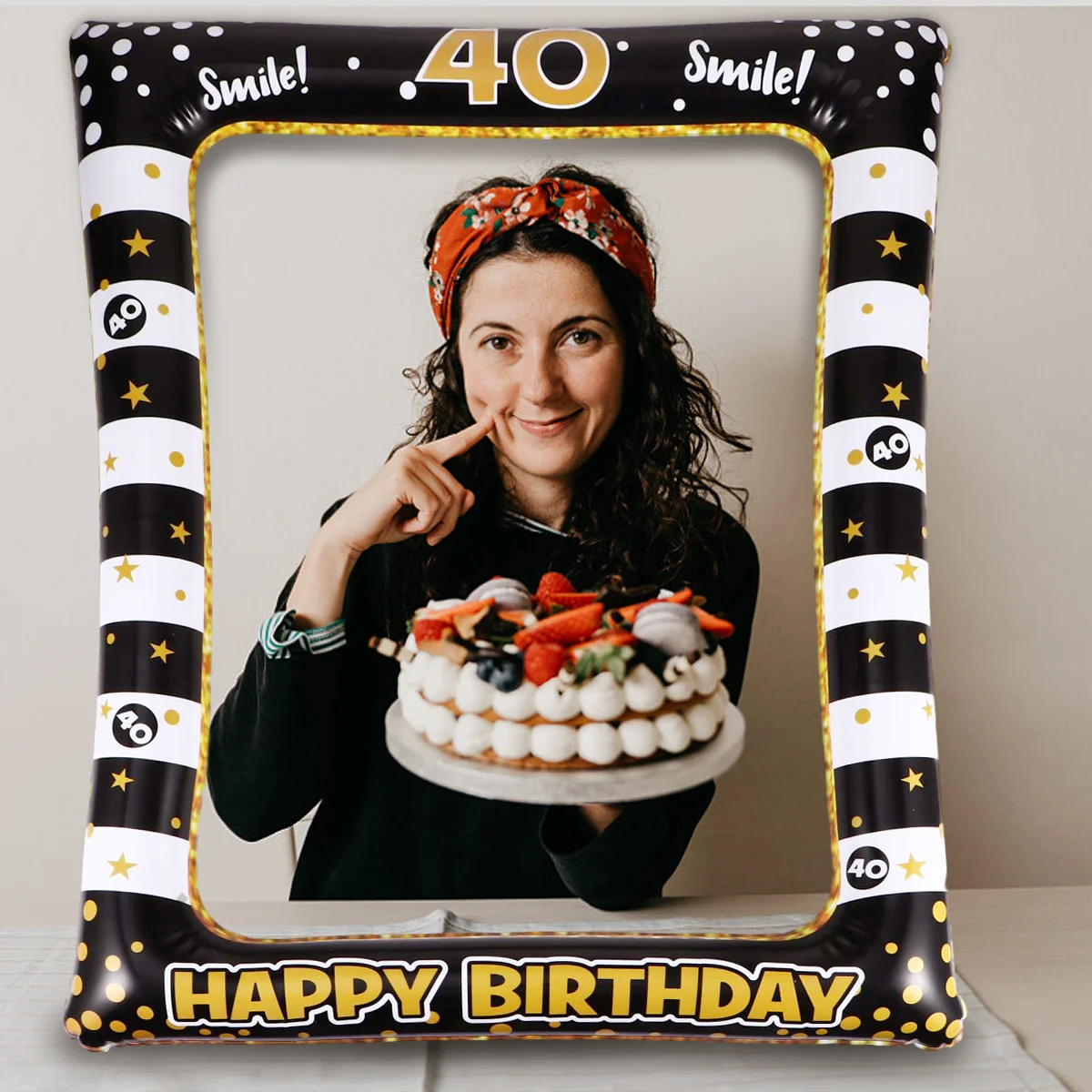 

1Pcs Birthday Inflatable Photo Frame PVC Party Supply Festive Theme Photo Prop for Celebration Event Costume Masquerade Carnival