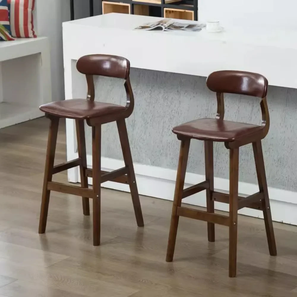 American Wooden Bar Chair Retro Gaming Bedroom Kitchen High Chairs Comfortable Unique Tabourets De Bar Interior Decorations