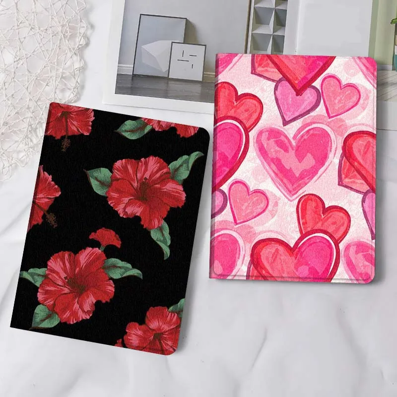 Red Hibiscus Flower Pattern Gift Tablet Case For Samsung Tab Galaxy S6 S11 A A7 A8 A9 A11 10.1 10.4 10.5 Plus Lite