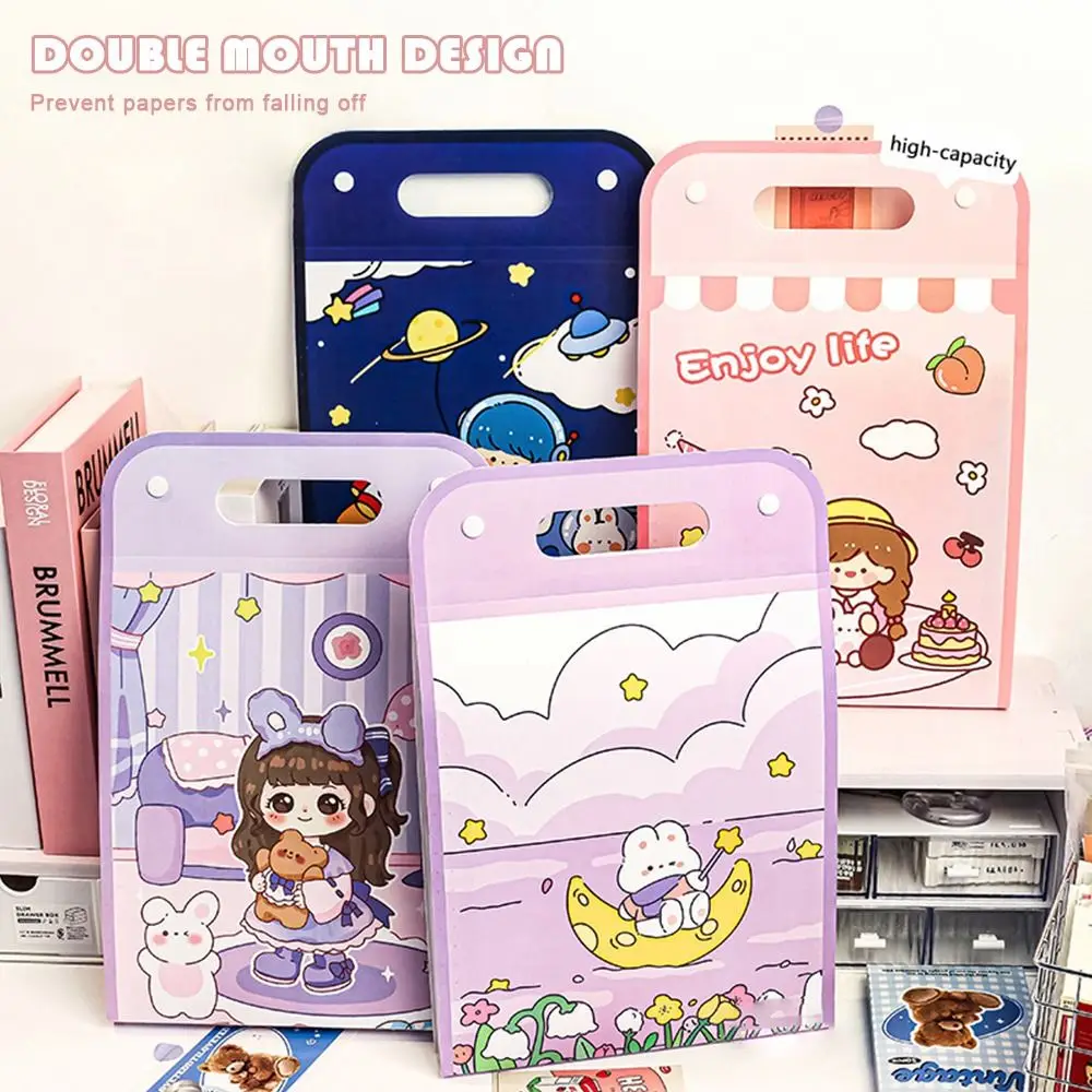 Portable Waterproof A4 File Folder Plastic 13 Pockets File Organizer Large Capacity Test Paper Storage Folder