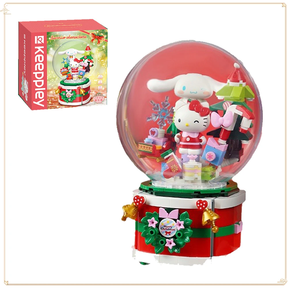 

Keeppley Sanrio Family HelloKitty Cinnamoroll Wishing Christmas Music Box Puzzle Building Block Toys Exquisite Children's Gift