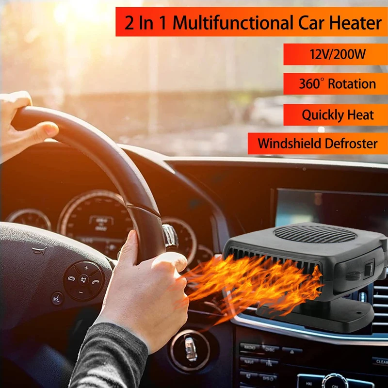 Car Defroster Heater Cooler 200W Portable Vehicle Heating Cooling Fan Windshield Electric Demister Mini Air Conditioner