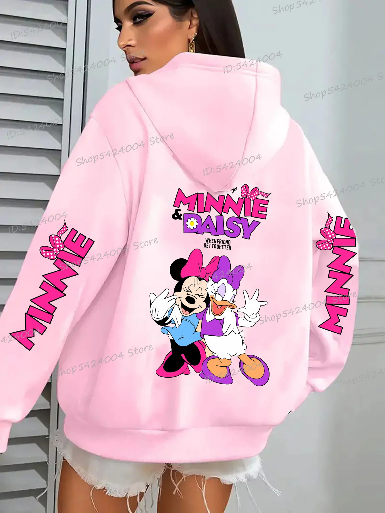 

Толстовка с рисунком Минни, женская толстовка с длинным рукавом и карманом-кенгуру, осенняя флисовая толстовка с капюшоном, забавная женская толстовка с Минни Маус