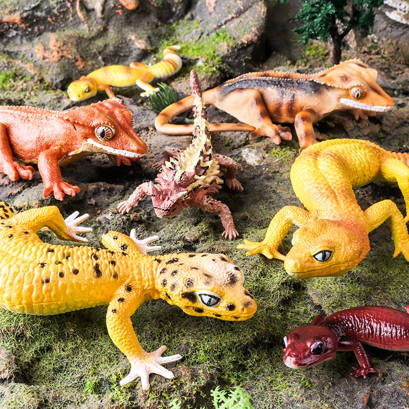Oenux Simulation lézard sauvage Gecko caméléon animaux modèle amphibiens Reptile figurines d'action décoration enfants éducation cadeau jouet
