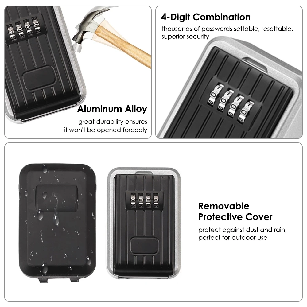 ที่แขวนติดฝาผนังปลอดภัยกล่องมินิ Keybox ล็อคกุญแจที่มี4กันน้ำสำหรับกลางแจ้ง