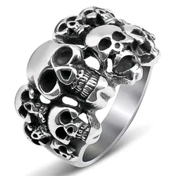 Anillo de cabeza de fantasma para hombre, Calavera europea y americana dominante, nuevo