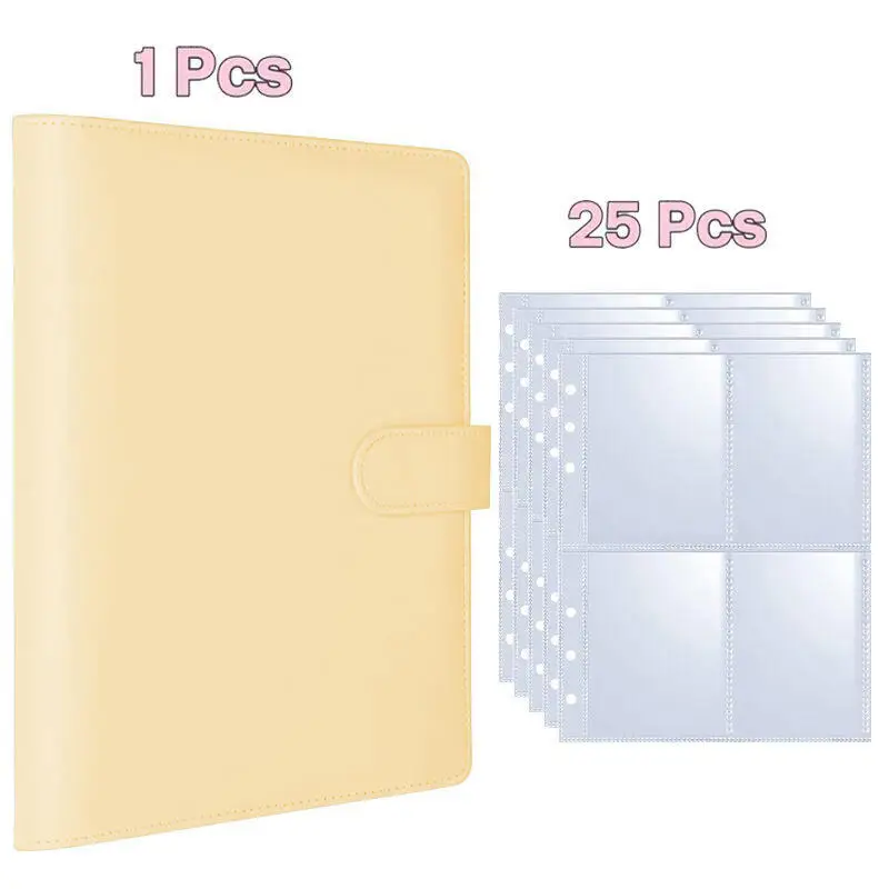 Loseblatt-Notizbuchhülle, Kartenbuch, 25 Blatt, 4-Gitter-Aufbewahrungstasche, DIY PVC-Fotoalbum, Ordner, Fotokartenhalter – Detail 25