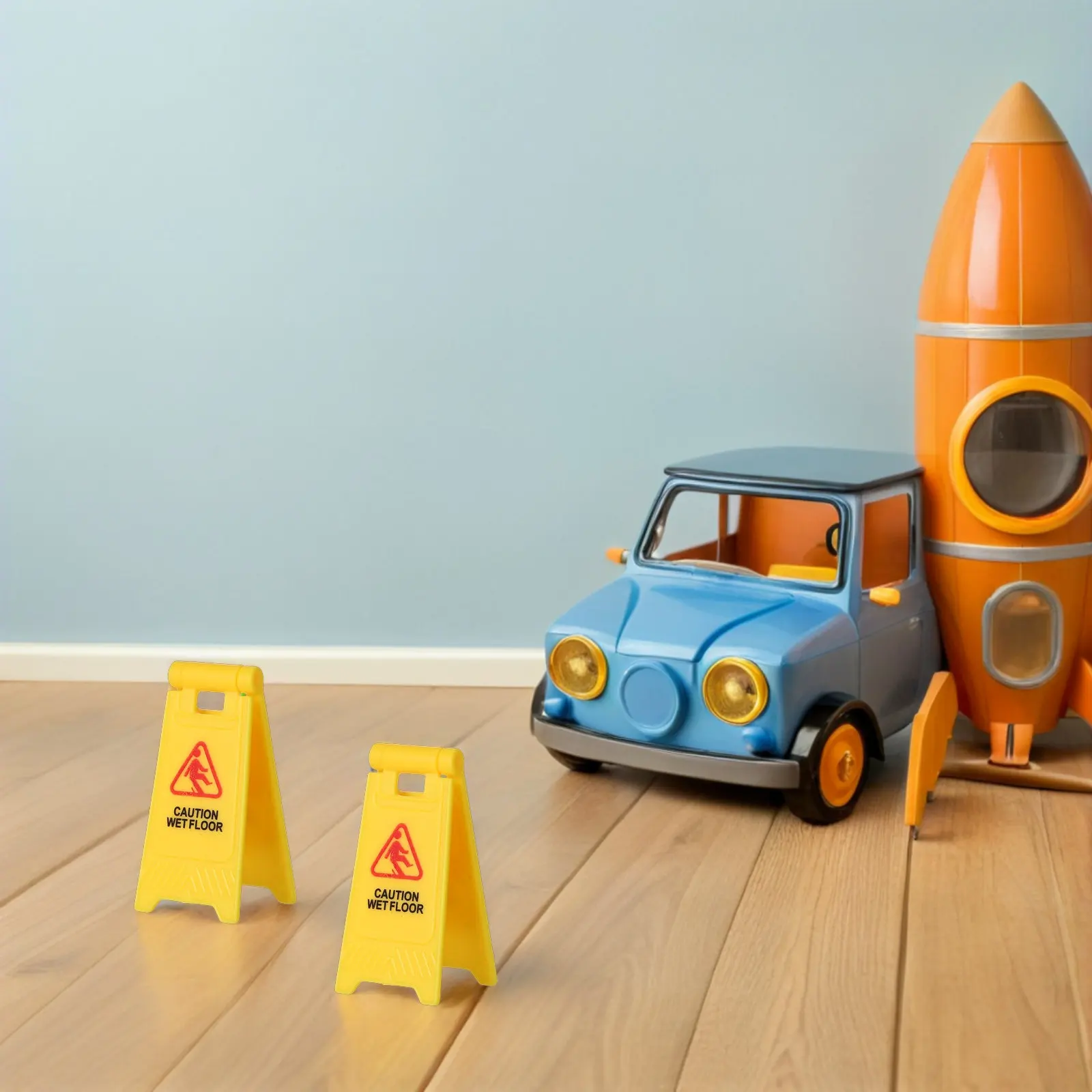 20Pcs Realistic Miniature Wet Floor Sign Simulation Road Blocks for Pretend Play Safety Education Kids Creative Learning Decor