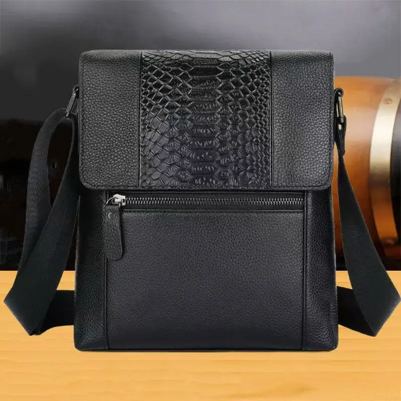 New Fashion Alligator Cow Genuine Leather Men Crossbody Bag Casual Business Men's Messenger Luxury Shoulder Handbags Bags