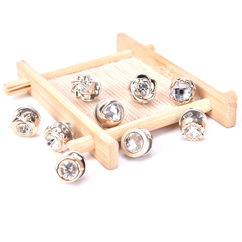 10 Pcs Pearl Brooch Mini Small Button Brooch Creative And Versatile Anti-walking Silk Scarf Cufflinks Collar Pin