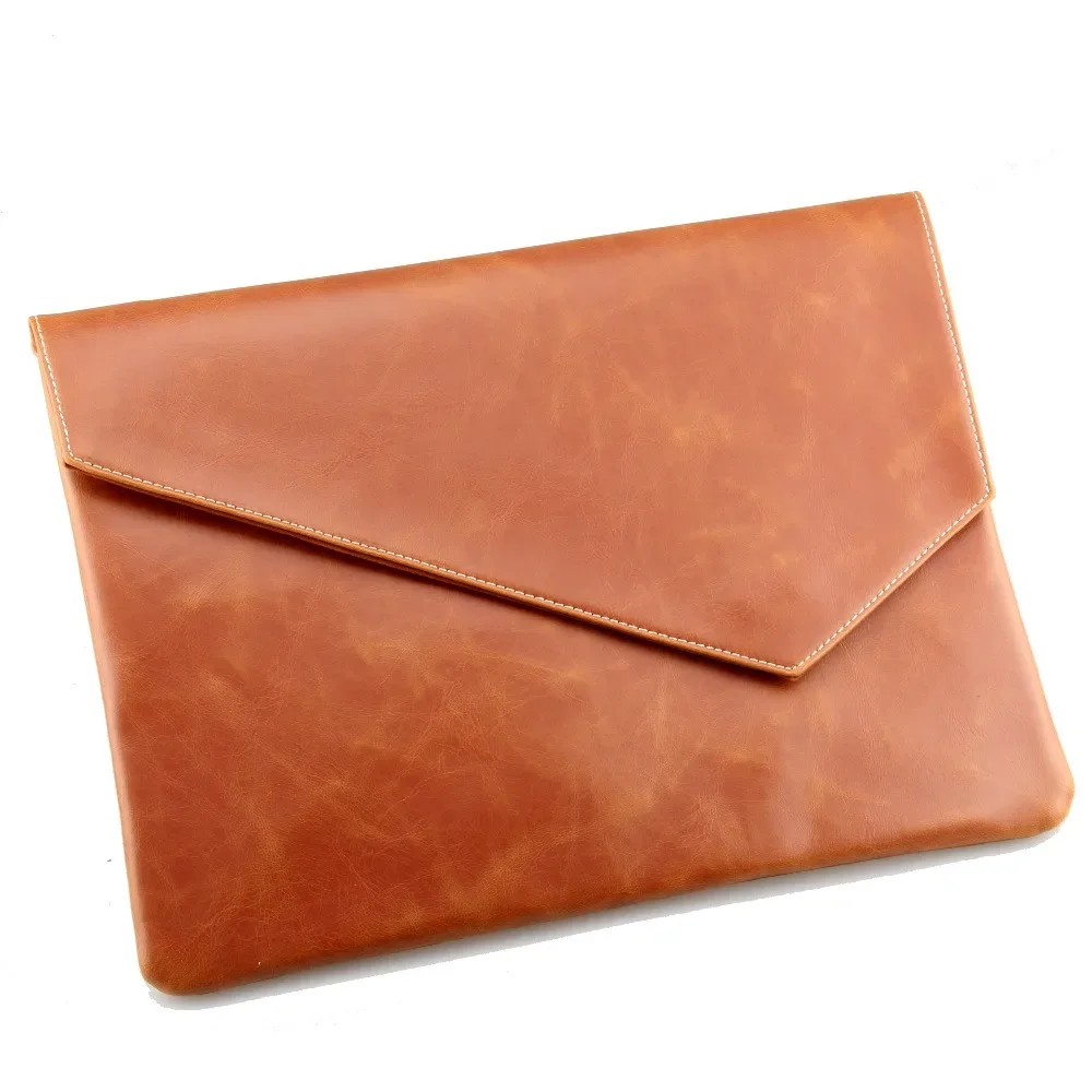 New Vintage Unisex Leather Handbags Envelope Clutch Bag Male Business A4 Portfolio Bag Men Leather Purse Briefcase