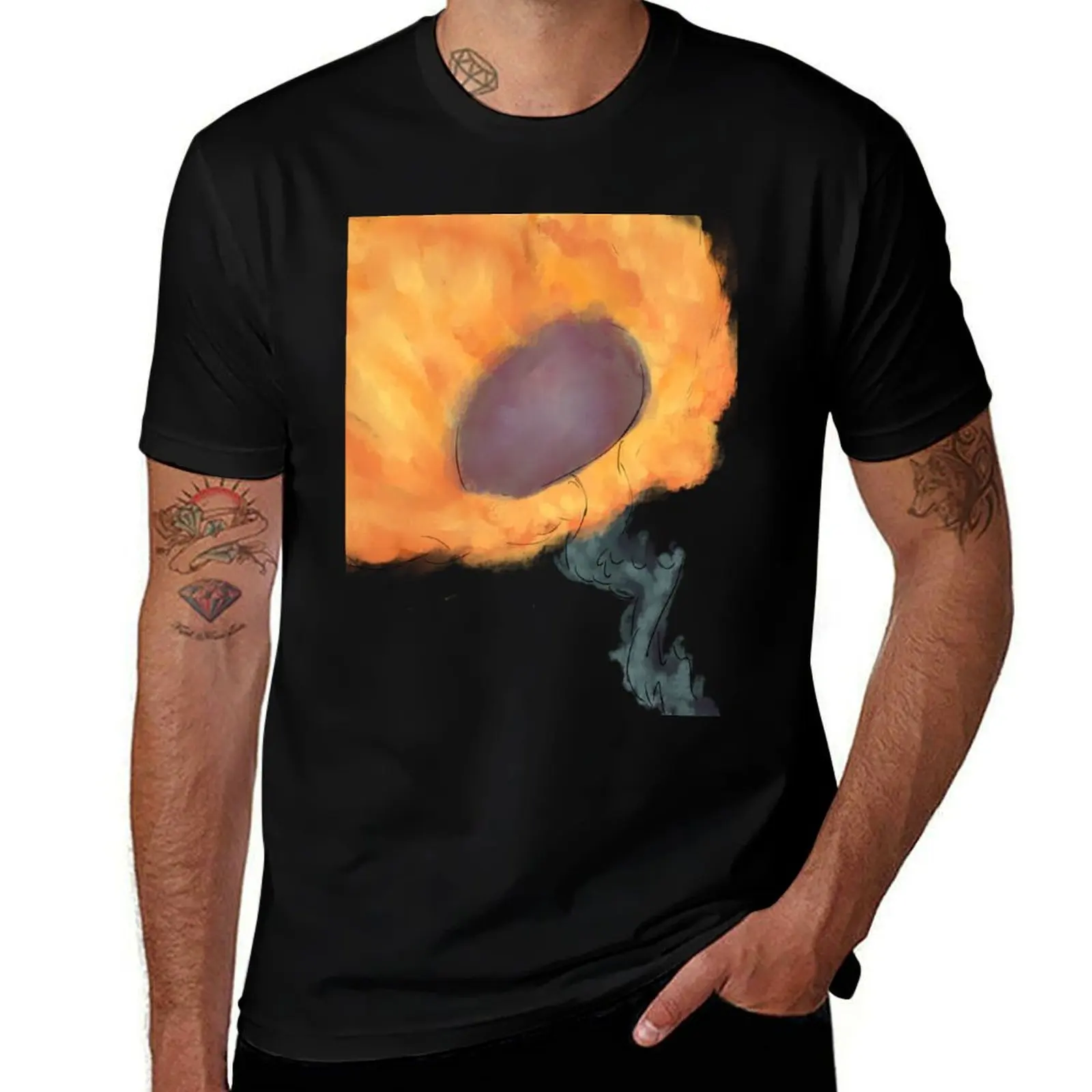 Fire Flower Painting (singular flower) T-Shirt Plus Size Lightweight Tee Shirt T-Shirt