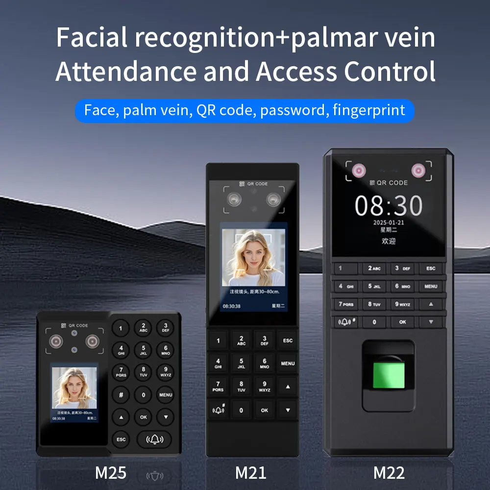 Bluetooth Palmar Vein New Design Attendance For APP Management Office Building USB export record 3000 Fingerprint Password