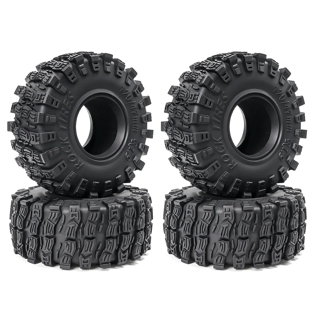 

1.9" 120mm Rubber Tires for RC Crawler Car TRX4 Axial SCX10 D90 Wrangler - High Grip Off-Road Tires, Soft Alloy Wheels, 4PCS/Set