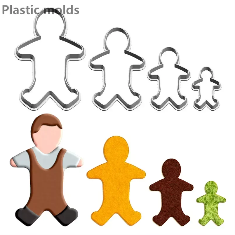 

Four Specifications Cartoon Gingerbread Man Big Boy,Plastics Mould,Cake Fondant Tool,Cookie Sushi and Fruits Cutters