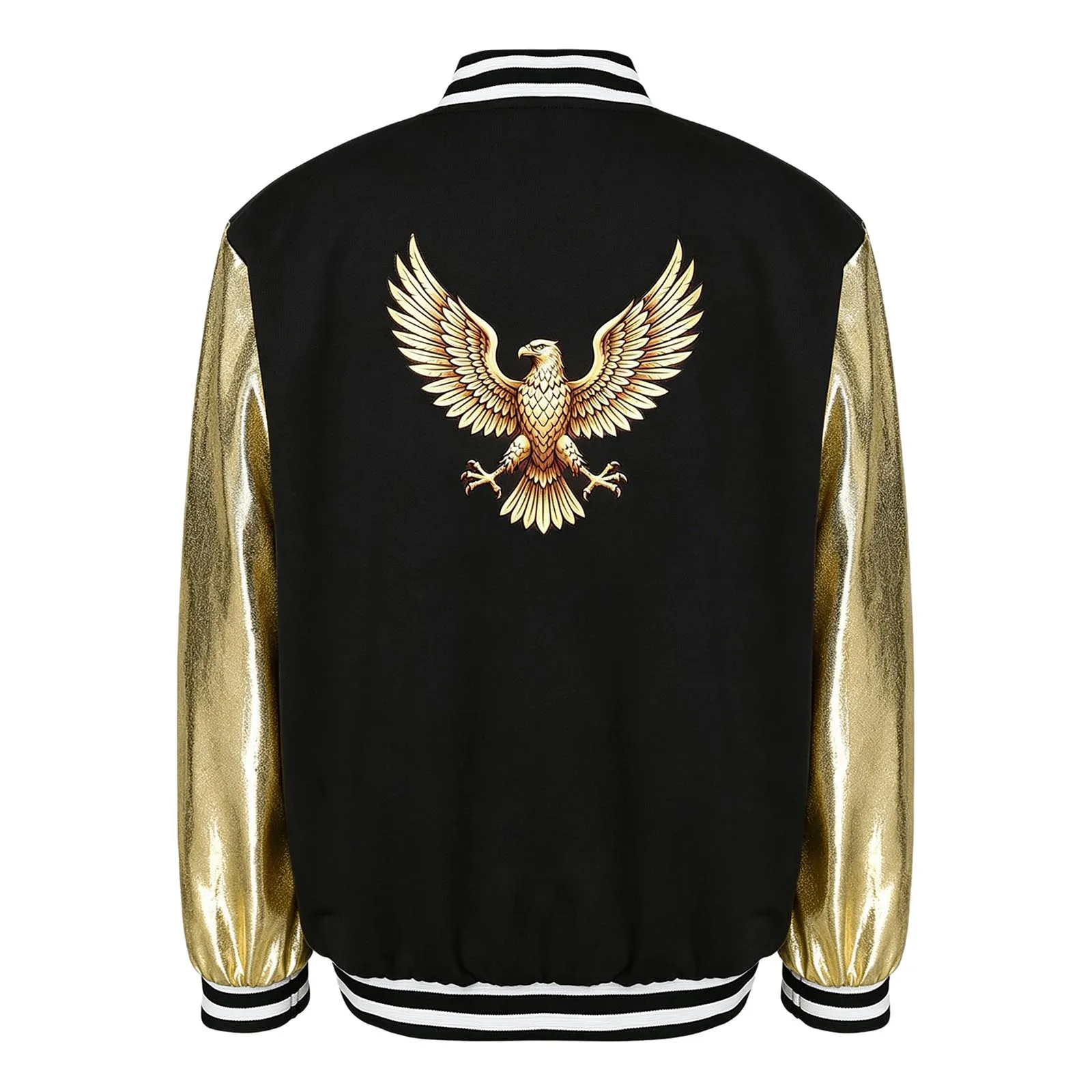 Unisex Boys Girls Baseball Jacket Coat Children Long Sleeve Eagle Printed Color Blocking Outerwear Street Hip Hop Bomber Jacket view 5
