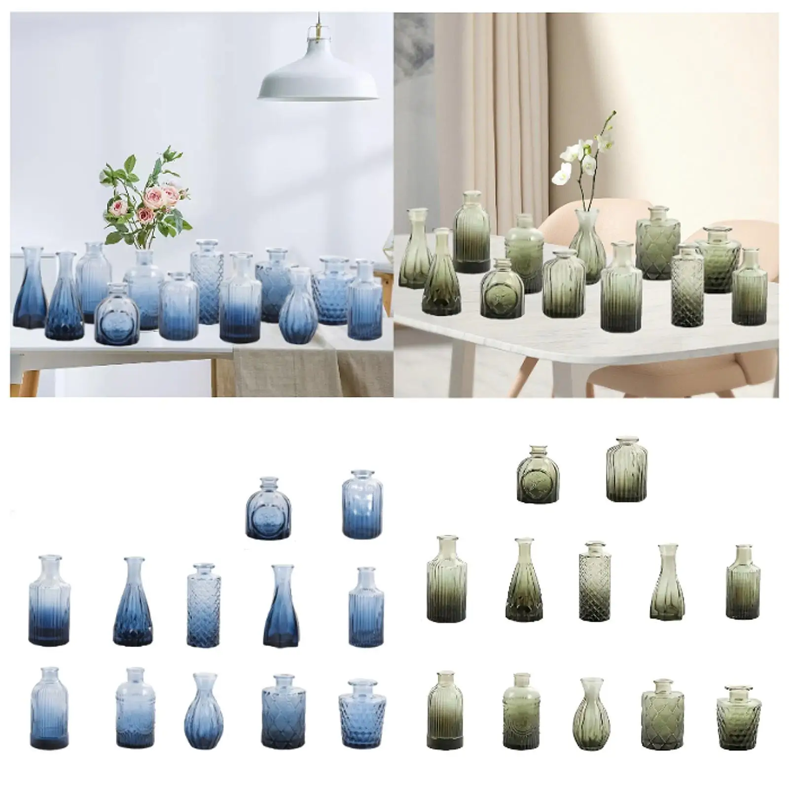 

12 Pieces Glass Bud Vases Wedding Gift Lightweight Simple Cute Flower Vases for Living Room Office Balcony Kitchen Indoor