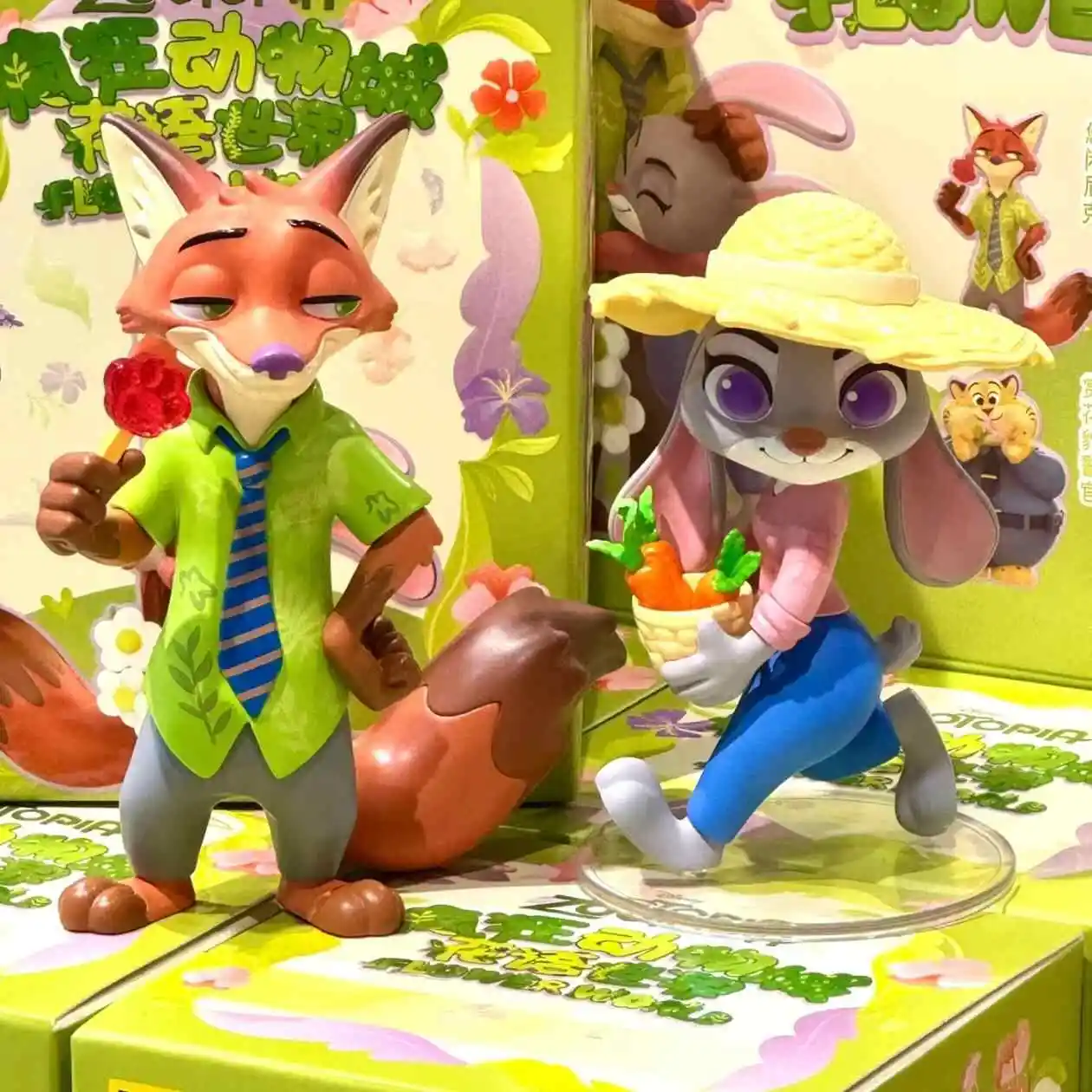 Подлинная серия Зоотопия Цветочный мир Слепая коробка Ник Джуди Леопард Полицейский Коллекционная модная игрушка Аниме Фигурка Украшение