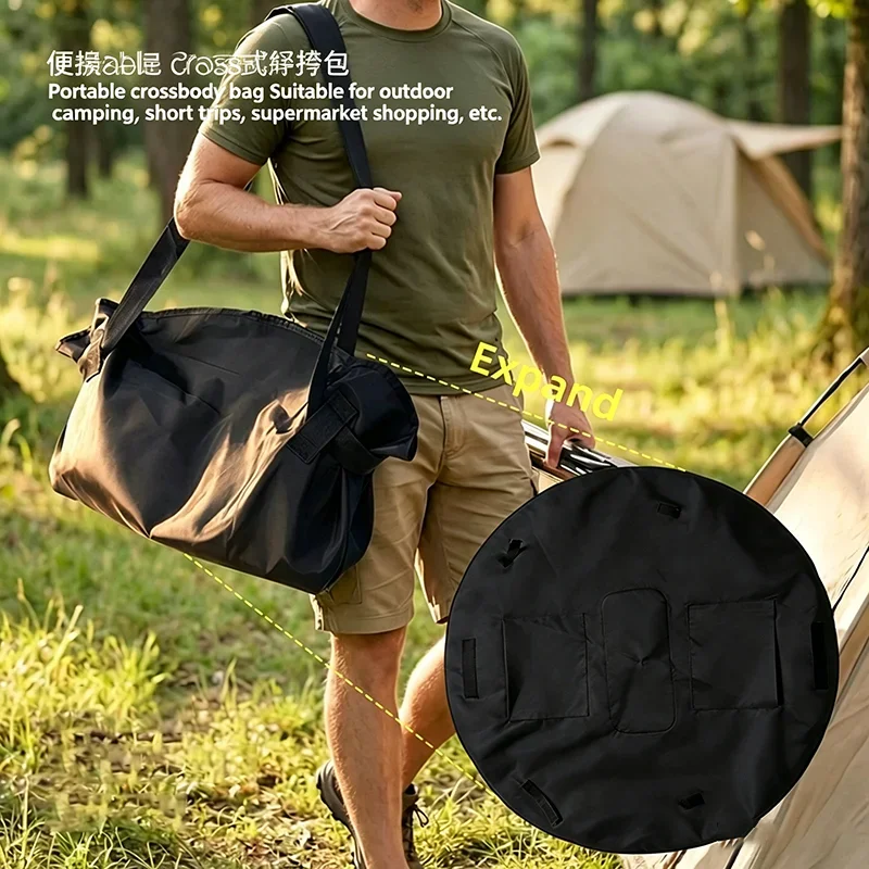 Image of 2-in-1 faltbare Einkaufstasche und Picknickmatte, wasserdicht, sanddicht, tragbare Umhängetasche für Supermarkt, Camping, Strand, Reisen