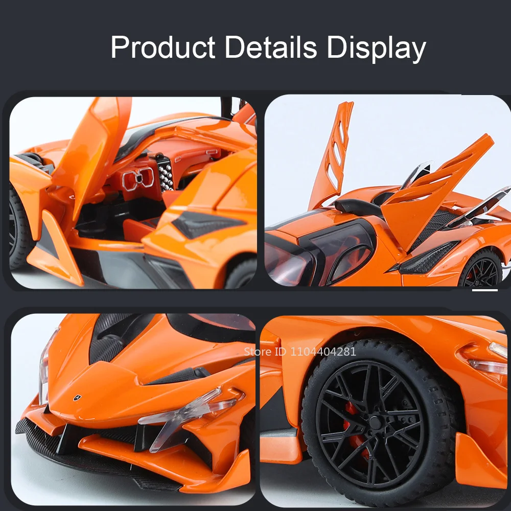 1:24 아폴로 EVO IE 합금 스포츠카 다이캐스트 모델 도어 개폐 가능 고무 타이어 사운드 라이트 후진 시뮬레이션 모델 어린이 선물