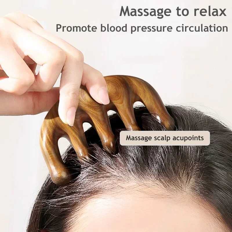 

1pc Wooden Scalp Massager Sandalwood Wide Tooth Combs Wood Massage Comb & Sandalwood Comb for Luxurious Hair Care hair brush