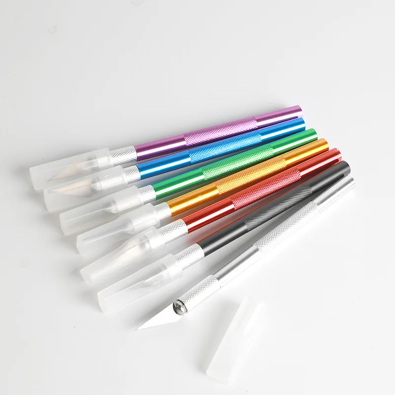 FYIF النقش القاطع مع 5 قطعة شفرة مقبض معدني الحرفية نحت النحت ورقة عدم الانزلاق سكين DIY بها بنفسك إصلاح أدوات جلدية اليد #2