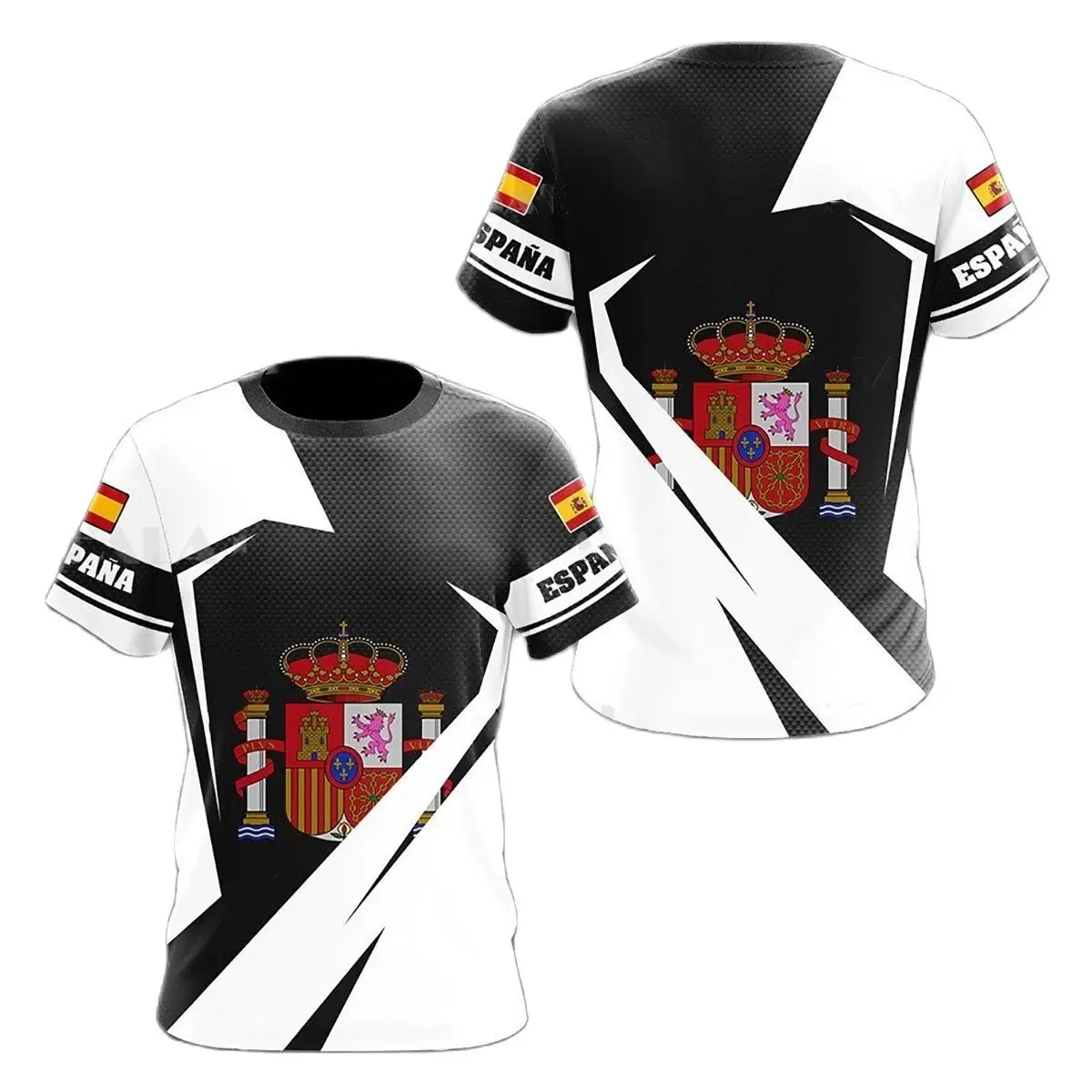 الاسبانية الوطنية شعار العلم طباعة ثلاثية الأبعاد تي شيرت رجالي الجولة الرقبة ملابس بأكمام قصيرة موضة ملابس رائعة حجم كبير فضفاض لملابس علوية جديدة
