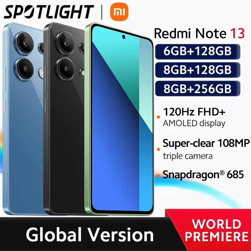 Xiaomi Redmi Note 13 [World Premiere] Global Version Snapdragon® 685 Smartphone 108MP camera 120Hz AMOLED display 33W charging