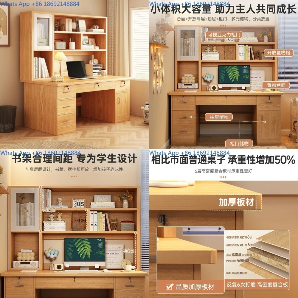 

Simple computer desk with bookshelf for home office study room use suitable for bedroom writing and learning