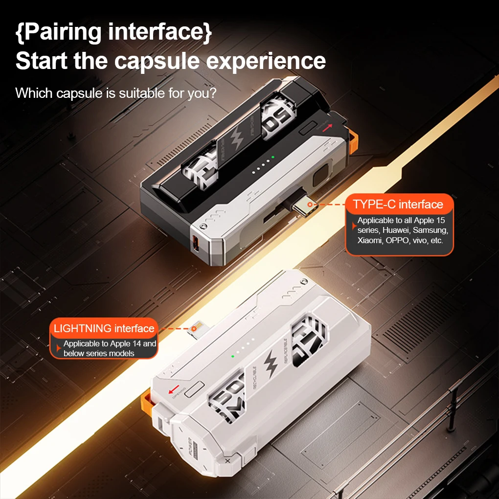 

25000 мАч внешний аккумулятор со сменной батареей, внешний аккумулятор для быстрой зарядки со съемным кабелем, мобильный аккумулятор в стиле Mecha