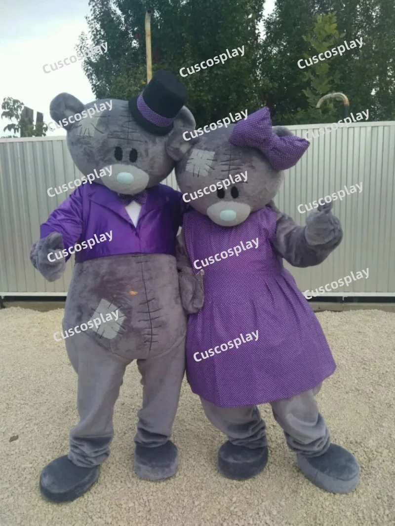

Bear Purple Dress Tailcoat Party Cartoon Costume Rabbit Mascot Costume Fancy Clothing Halloween Carnival Events