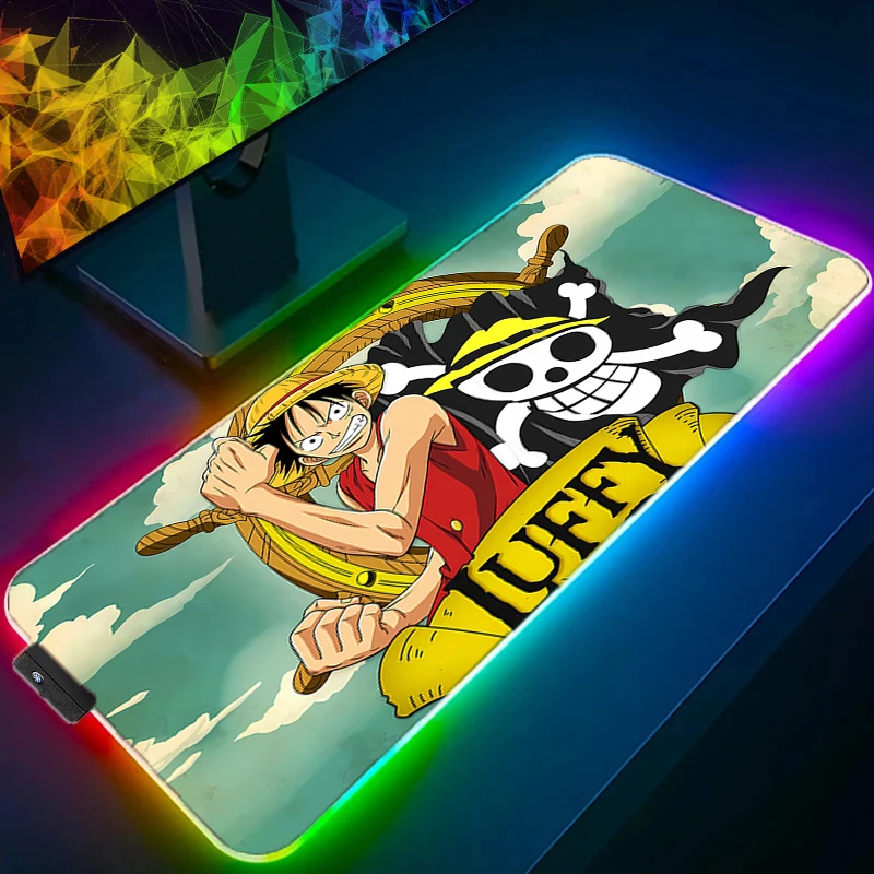 RGB LED Mouse Pad Office Desk Mat Rubber Keyboard Pad One Piece Luffy Computer Game Mousepad PC Accessories Mouse Mat Tablet Pad