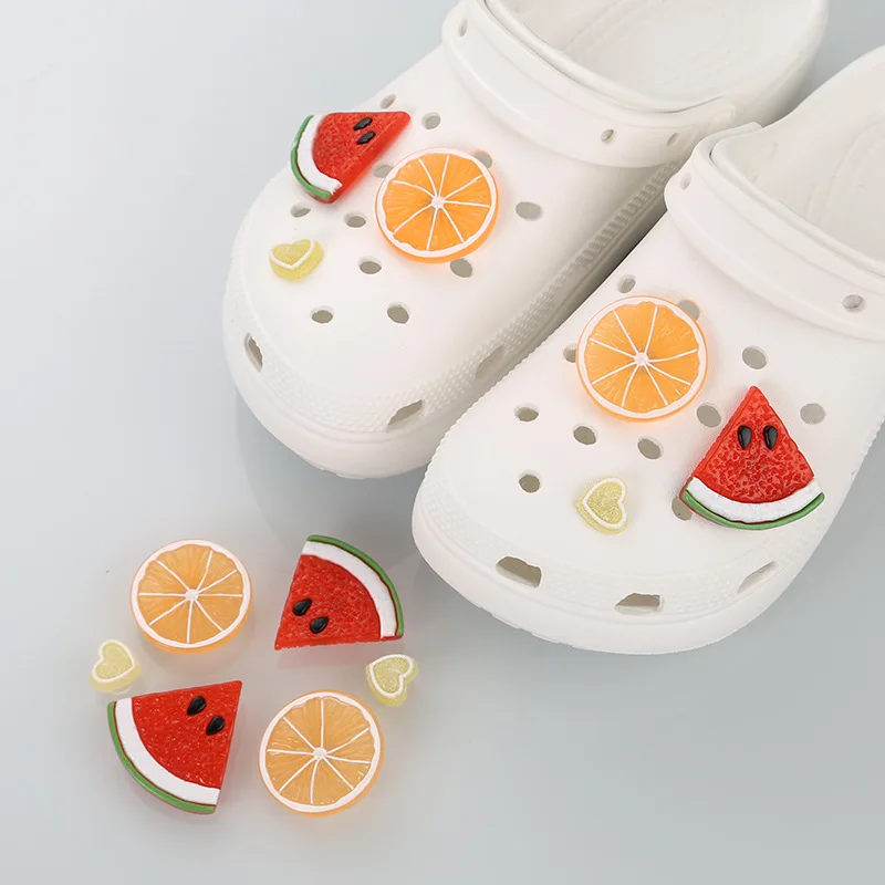 New Creative Cartoon Fruit Hole Shoe Charms Decorations Lovely Watermelon Orange Shoes Buckle DIY 3D Hole Shoe Accessories