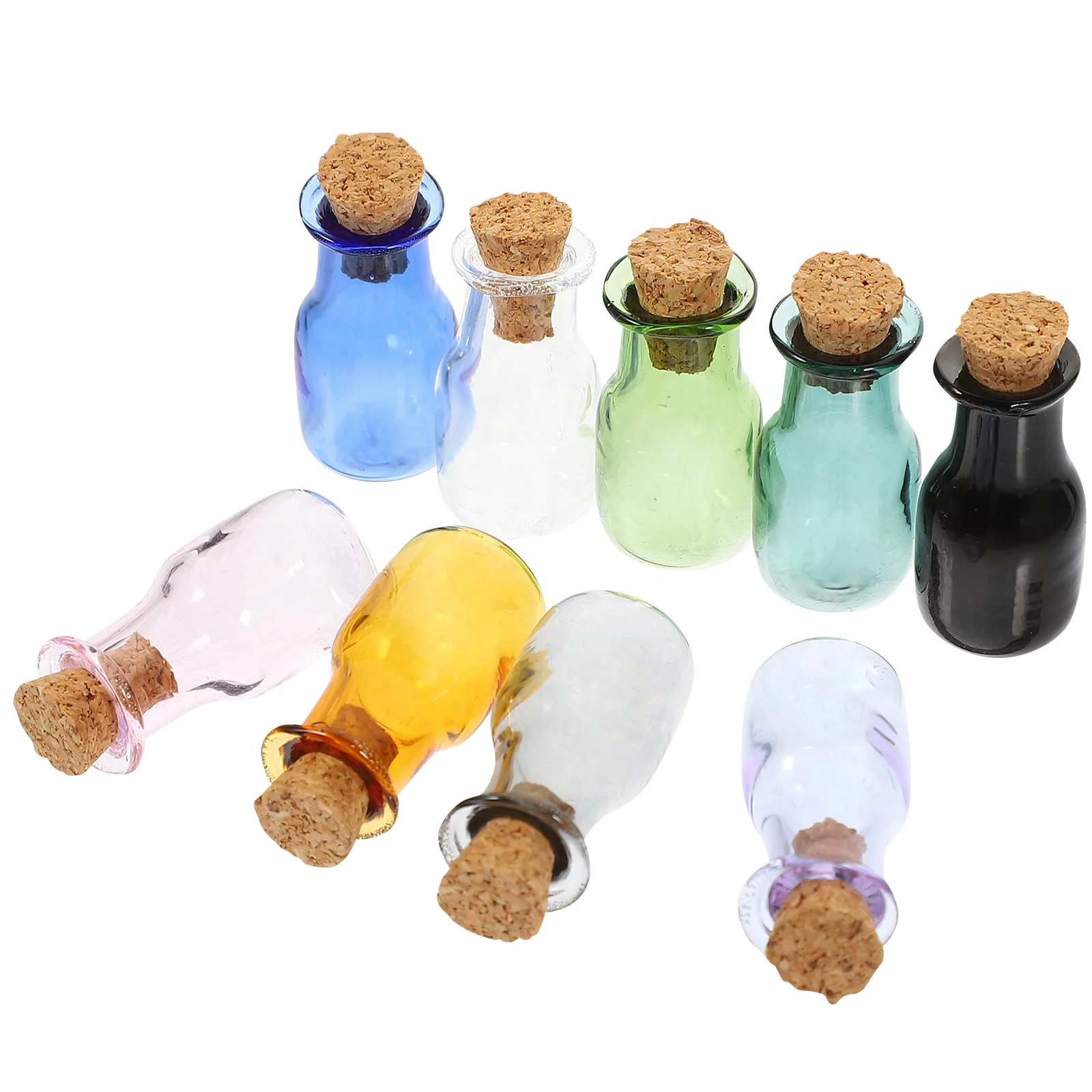 9 Pcs Mini Glass Bottle Drifting for DIY Crafts Container Small Seal Bottles Laboratory Sample Jars