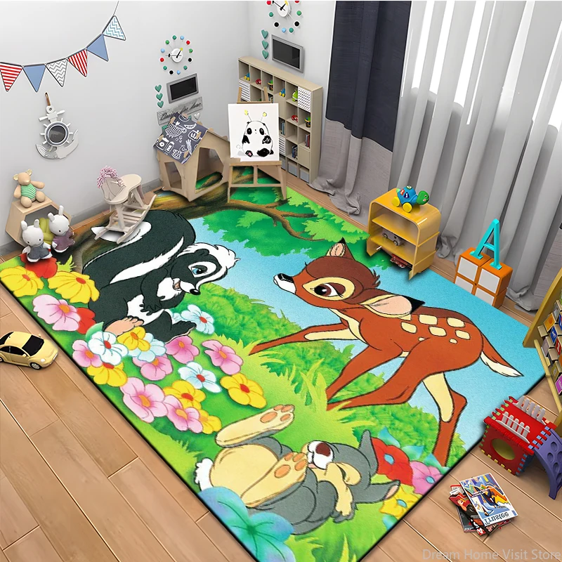 

MINISO Disney Cartoon Bambi Fawn Cute Printed Area Rug Carpet For Living Room Bedroom Decor kids Non-slip Sofa Doormat Floor Mat