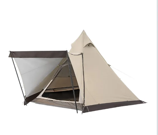 Outdoor Thickened Rainproof Hexagonal Pyramid Camping Tent One Bedroom Oxford Fabric Four-Season Double Layer Portable Design