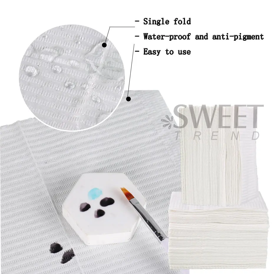 Alfombrilla desechable impermeable para mesa de uñas, almohadilla de protección plegable, herramienta de práctica de limpieza, papel de mano, accesorios de manicura, JIS123, 50 unidades