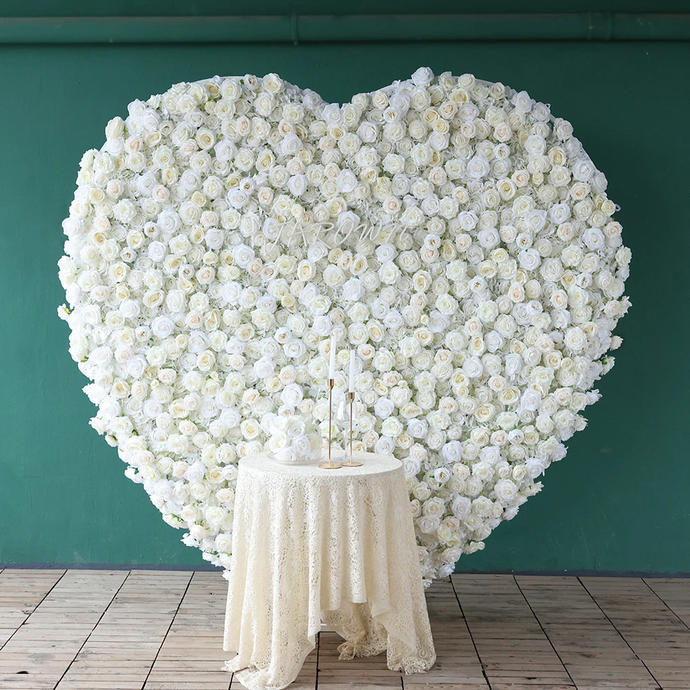 

High Quality Fleur Artificielle Wedding Decoration Heart Shaped Artificial Floral Arrangement White Rose Flower Height 7.2ft