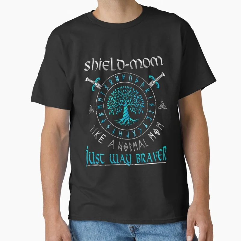 

Shield-Maiden - Shield-Mom Like A Normal Mom Brave Gift t shirt Large size Tops Graphic Print men's Clothes
