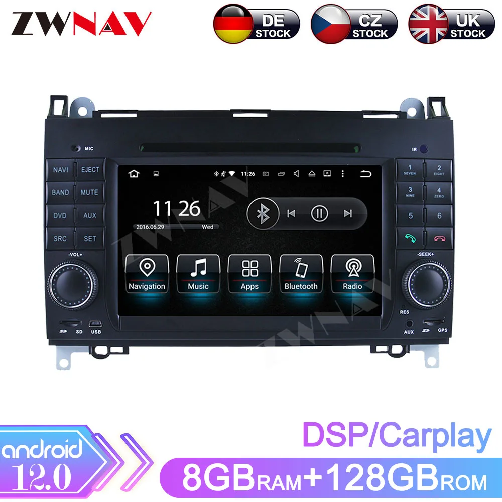 Android12.0 GPS Auto Navi Multimedia Stereo DVD Playe Car Radio For BENZ A-class W169 A150 A170 B-class W245 B170 B200 2004-2012