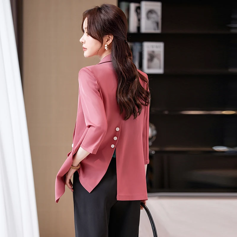 NAVIU 2024 New Summer Fashion Trend  Minimalist Slim Fit Versatile Solid Color One Button Half Sleeve Suit Jacket For Women