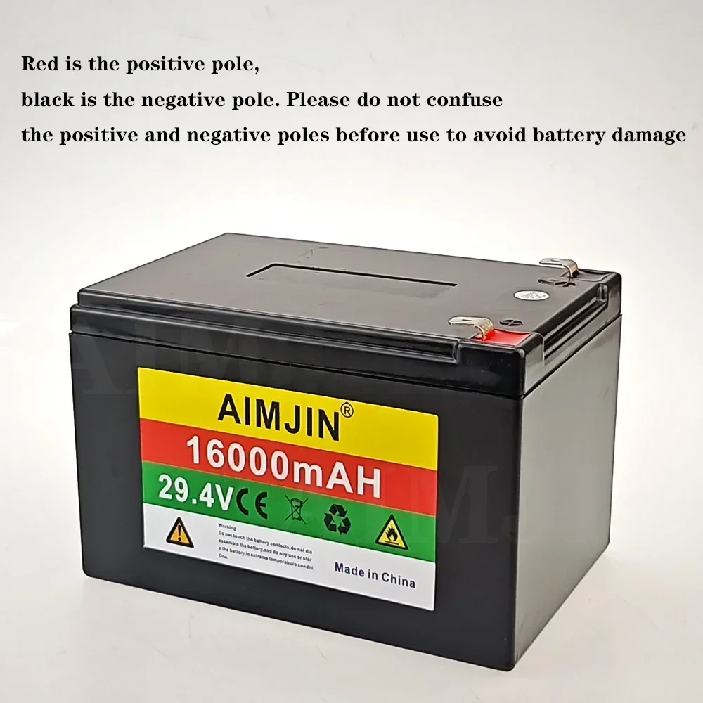 24V 18650 Battery 16Ah BMS 500W 29.4V 16000mAh 7S5P battery pack for Wheelchair Electric Vehicle with 2A Charger