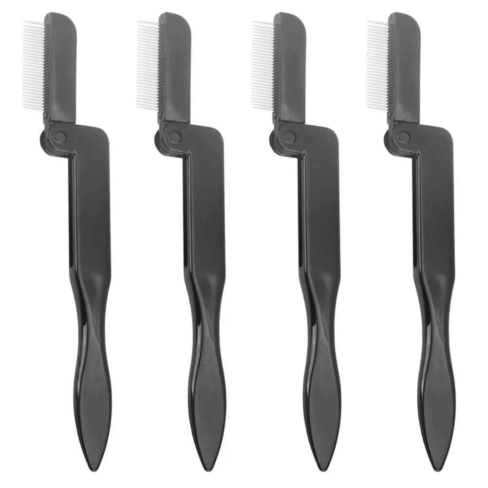 Brosse à sourcils pliable, peigne de maquillage, outils de toilettage, Compact et léger pour voyage, usage professionnel à domicile, 4 pièces