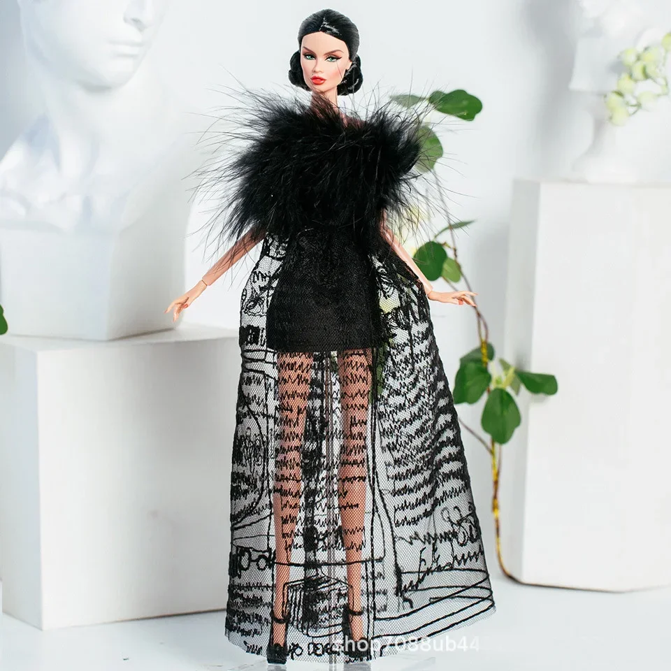 Gorgeous dress gown clothing / black clothes set + shoes / 1/6 Doll clothes suit outfit for 30cm Xinyi FR ST PP Barbie Doll