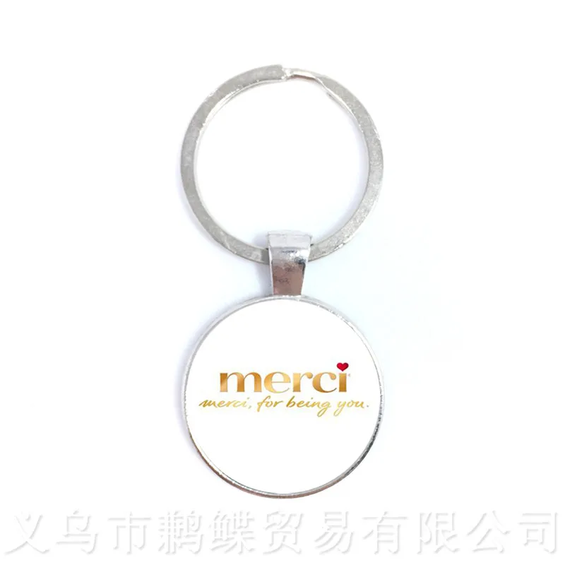 ครูของขวัญHandmadeแก้วCabochon Super Maitresse Key Chainผู้ถือMerci Maitresseผู้ชายผู้หญิงพวงกุญแจ