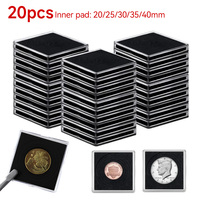 20PCS Plastic Square Coin Holder Capsules Container Coin Transparent Gaine Small Round Coin Protection Box Display 20mm-40mm