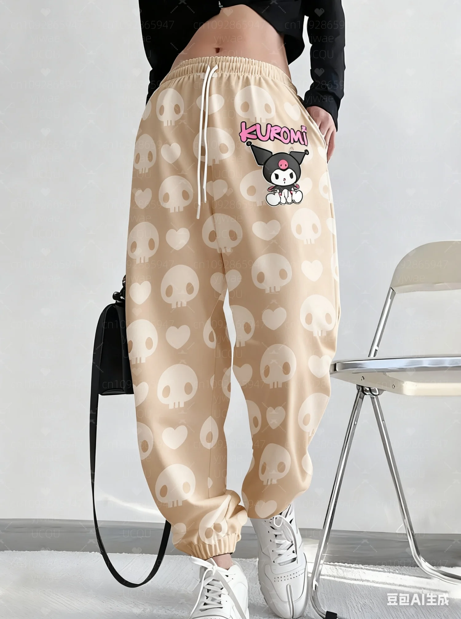 2025 Spring Autumn Casual Sanrio Kuromi Women's Jogger Pants Pink Hello Kitty Pants  Outdoor Men's Long Pants Trousers